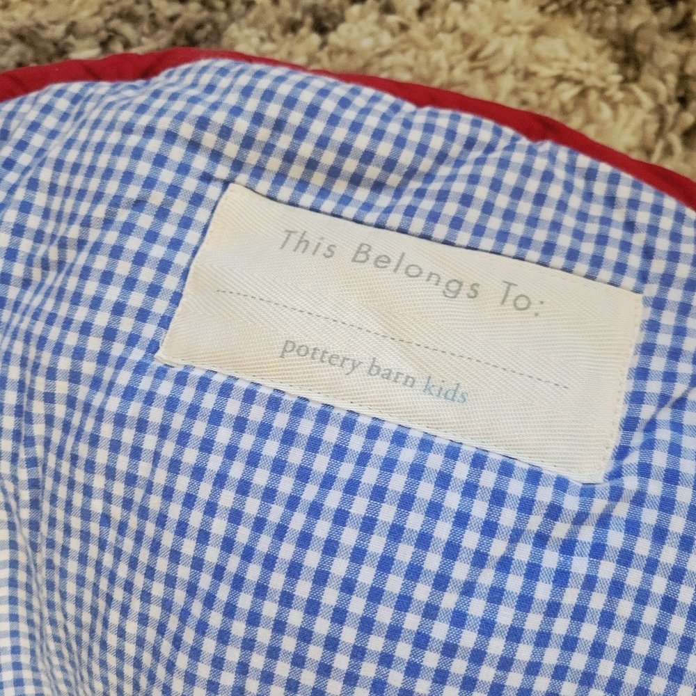 Pottery Barn Kids Shaggy Puppy Dog Sleeping Bag Blue Gingham SEAN - Picture 9 of 13